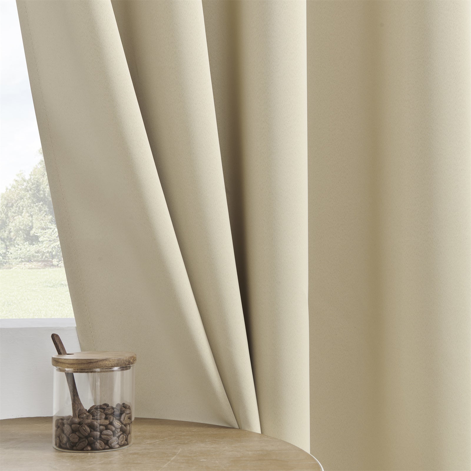 Complete Christmas Coverage! 4-Panel Khaki Blackout Curtains, High Density for Large Space Festive Makeover