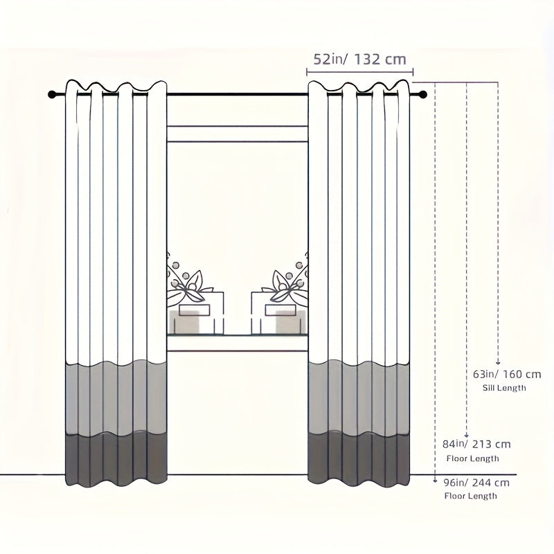 2pcs Set Of Thickened Fine Stripe Blackout Curtains, with Perforated Hanging On The Top, Fully Blackout, Heat-insulating, Noise Reducing, Cooling And Sound Insulating, Suitable for Living Rooms, Bedrooms, Dining Rooms, Balconies, Cloakrooms