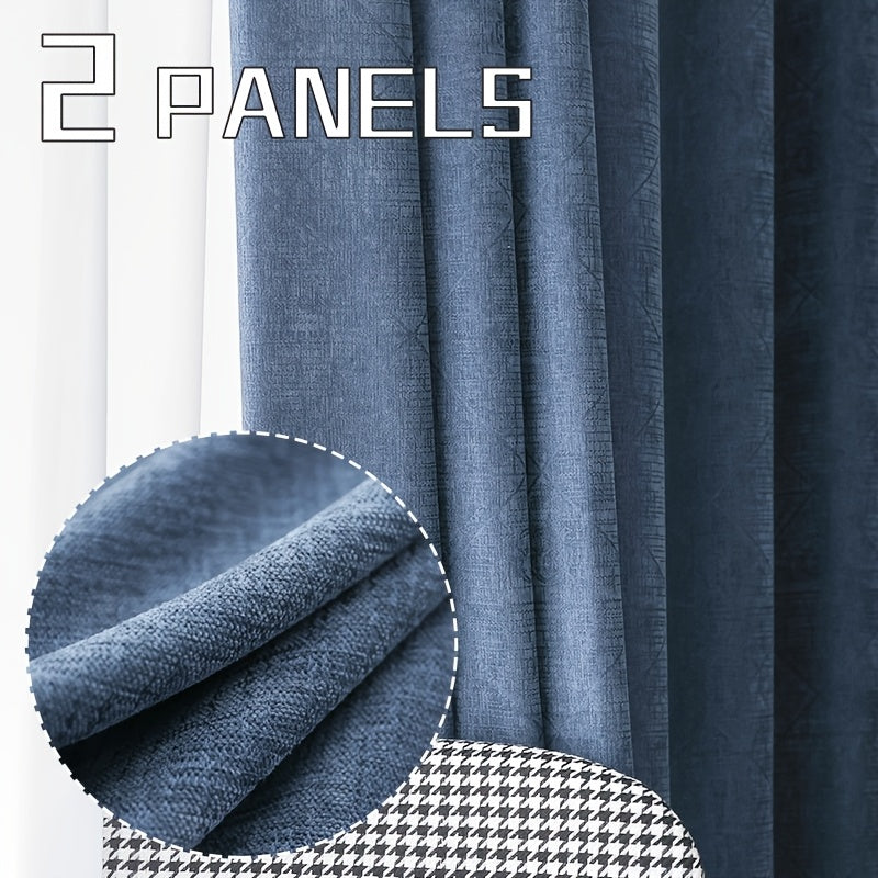 2-Pack Chenille Texture Blackout Curtains with Top Grommets, Thermal Insulated, Noise Reducing, Cooling, Soundproof, Privacy Protection, Sun Blocking, Suitable for Living Room, Bedroom, Study, Dining Room, Balcony, and Walk-in Closet