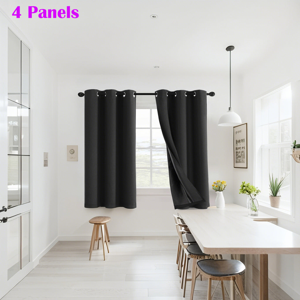 4 Panels 100% Blackout Window Curtains Full Light Blocking Drapes with Black Liner Soft Brushed Fabric Thermal Insulated Draperies for Living Room Bedroom Kitchen Dining Room