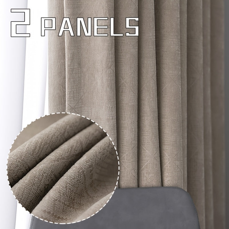 2-Pack Chenille Texture Blackout Curtains with Top Grommets, Thermal Insulated, Noise Reducing, Cooling, Soundproof, Privacy Protection, Sun Blocking, Suitable for Living Room, Bedroom, Study, Dining Room, Balcony, and Walk-in Closet