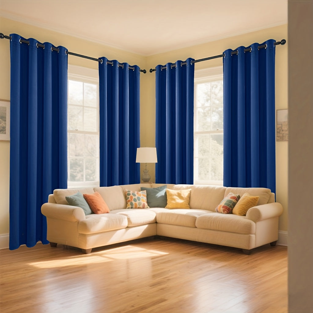 Nordic Style 4pcs Solid Blackout Panels- Multiple Colors, Heavy Fabric