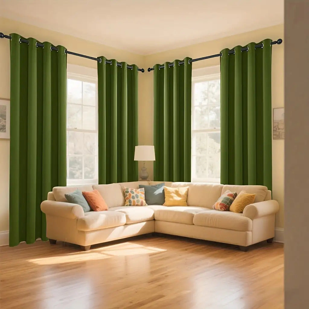 Nordic Style 4pcs Solid Blackout Panels- Multiple Colors, Heavy Fabric