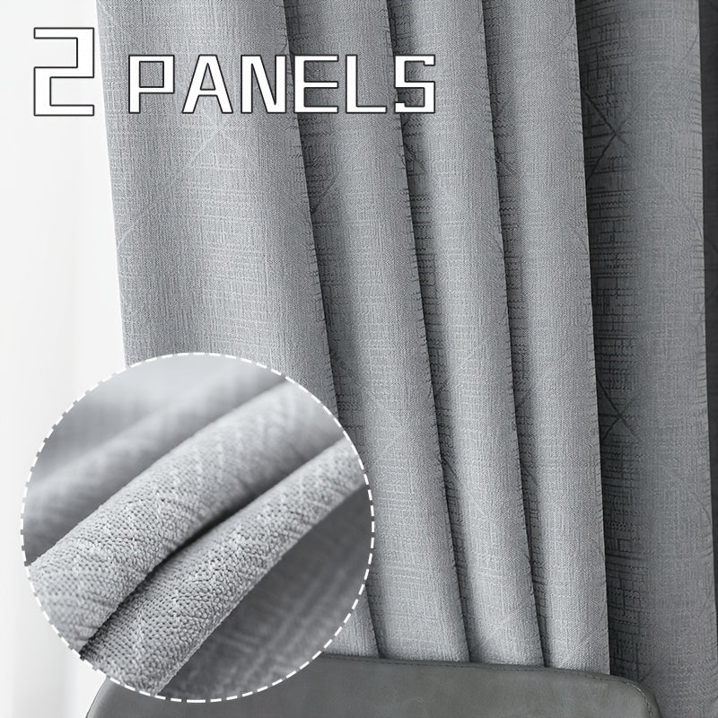 2-Pack Chenille Texture Blackout Curtains with Top Grommets, Thermal Insulated, Noise Reducing, Cooling, Soundproof, Privacy Protection, Sun Blocking, Suitable for Living Room, Bedroom, Study, Dining Room, Balcony, and Walk-in Closet