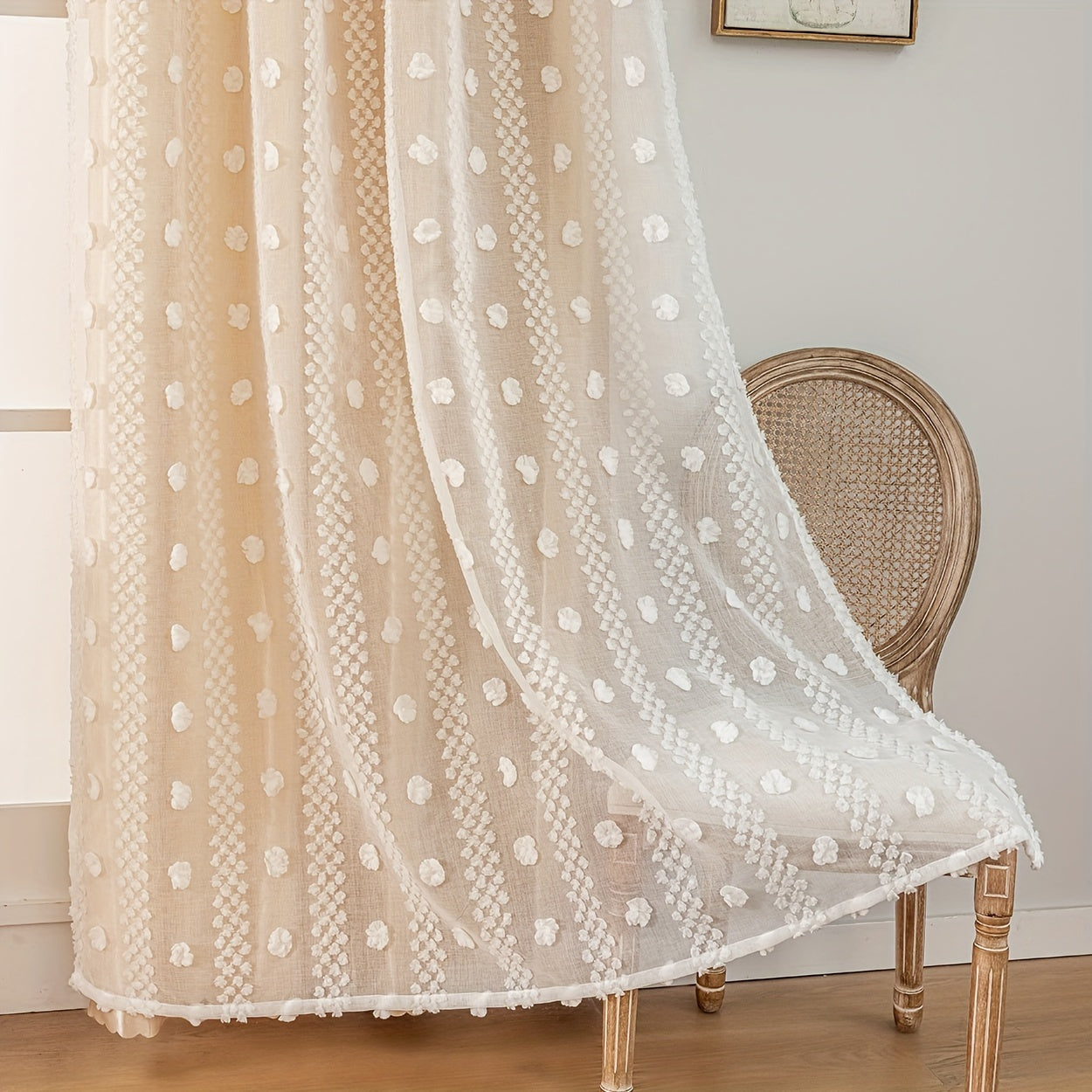 Boho Chic Pom-Pom Sheer Curtains - Stylish 2-Panel Design with UV Protection, Rod Pocket for Easy Installation, Perfect for Living Room, Bedroom, Office, and Balcony Decor, Adding a Touch of Elegance and Sophistication to Any Room
