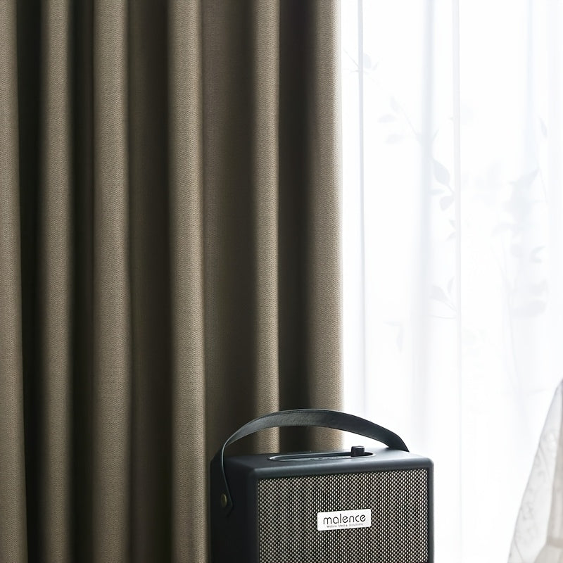 2pcs Set Of Thickened Fine Stripe Blackout Curtains, with Perforated Hanging On The Top, Fully Blackout, Heat-insulating, Noise Reducing, Cooling And Sound Insulating, Suitable for Living Rooms, Bedrooms, Dining Rooms, Balconies, Cloakrooms