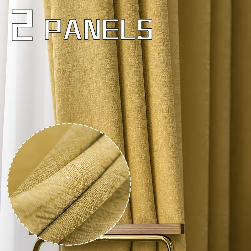 2-Pack Chenille Texture Blackout Curtains with Top Grommets, Thermal Insulated, Noise Reducing, Cooling, Soundproof, Privacy Protection, Sun Blocking, Suitable for Living Room, Bedroom, Study, Dining Room, Balcony, and Walk-in Closet