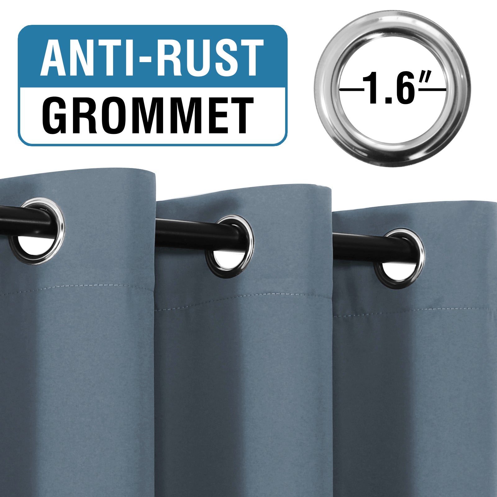 4 Panels 100% Blackout Window Curtains Full Light Blocking Drapes with Black Liner Soft Brushed Fabric Thermal Insulated Draperies for Living Room Bedroom Kitchen Dining Room