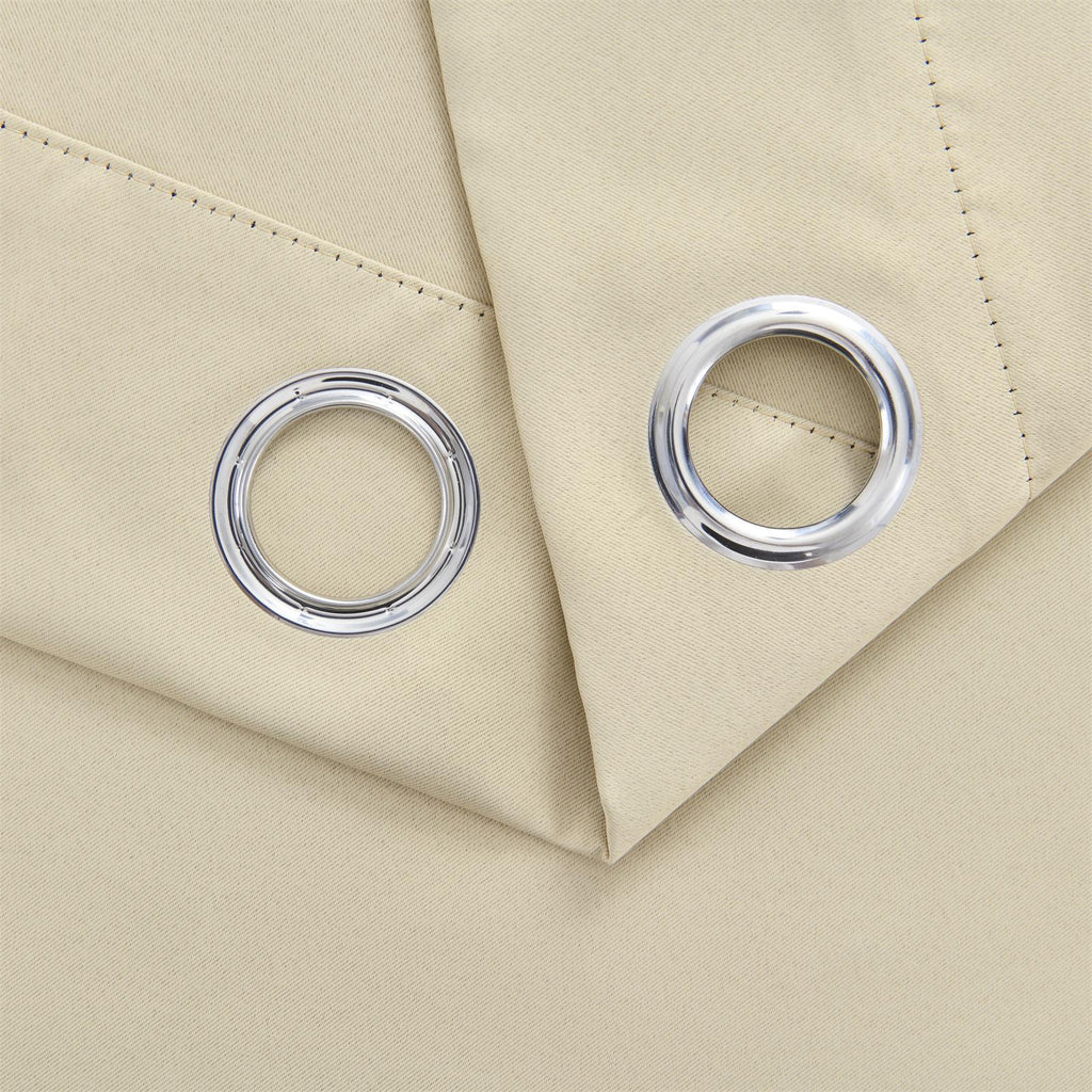 Complete Christmas Coverage! 4-Panel Khaki Blackout Curtains, High Density for Large Space Festive Makeover