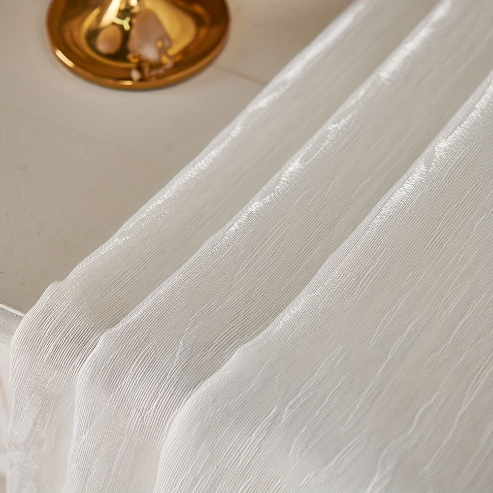 2pcs Nordic Vintage White Minimalist Grommet Sheer Curtains, Lightweight and Sheer Ready-Made Window Curtains for Living Room and Bedroom Home Decor