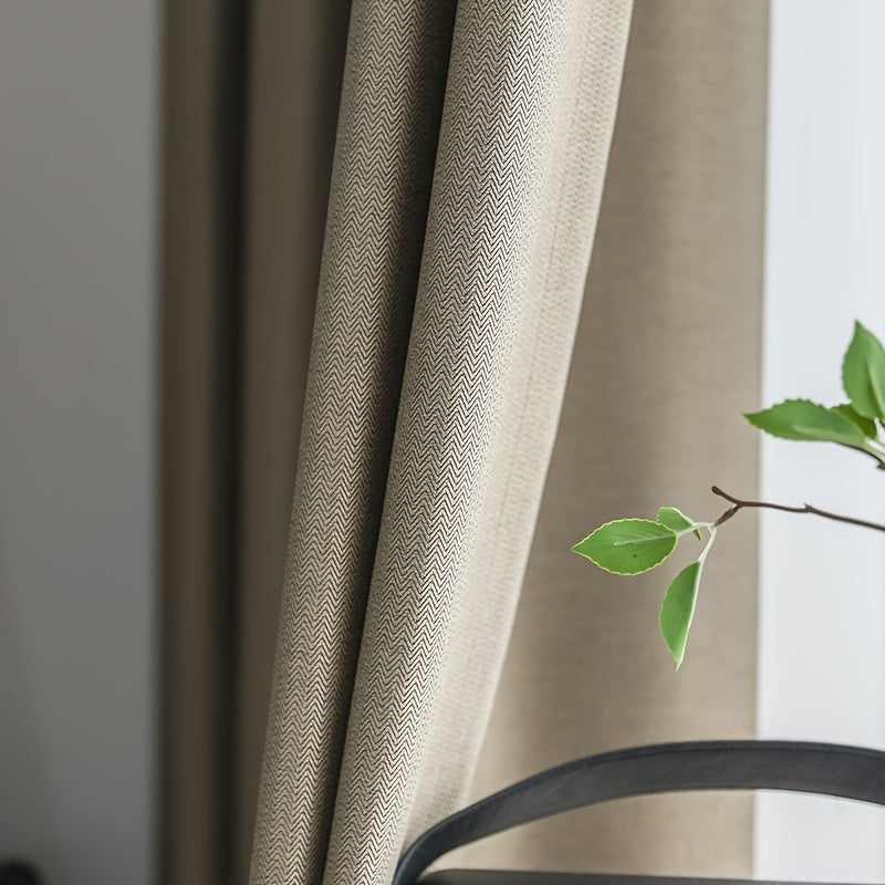 2pcs Set Of Thickened Fine Stripe Blackout Curtains, with Perforated Hanging On The Top, Fully Blackout, Heat-insulating, Noise Reducing, Cooling And Sound Insulating, Suitable for Living Rooms, Bedrooms, Dining Rooms, Balconies, Cloakrooms