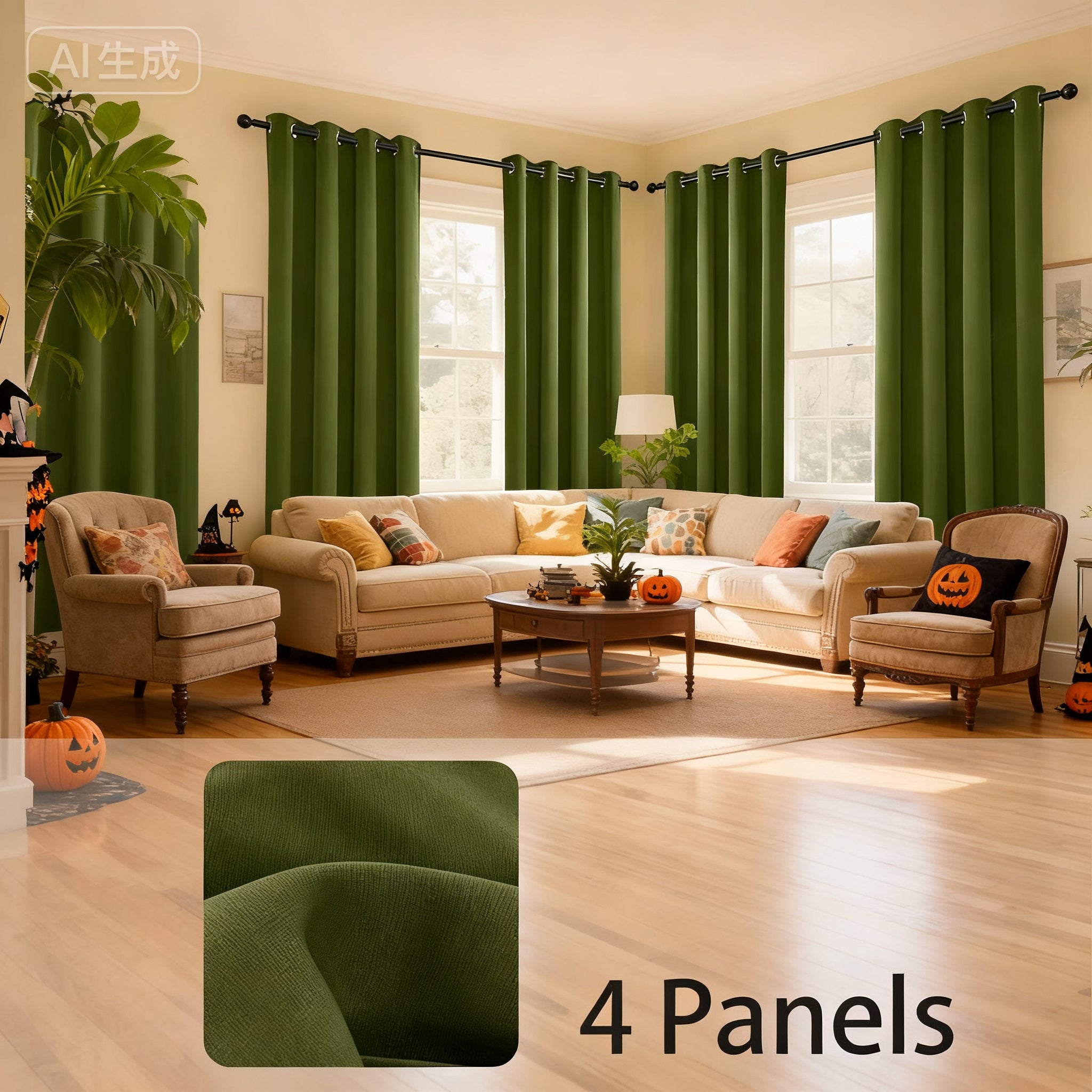 Nordic Style 4pcs Solid Blackout Panels- Multiple Colors, Heavy Fabric