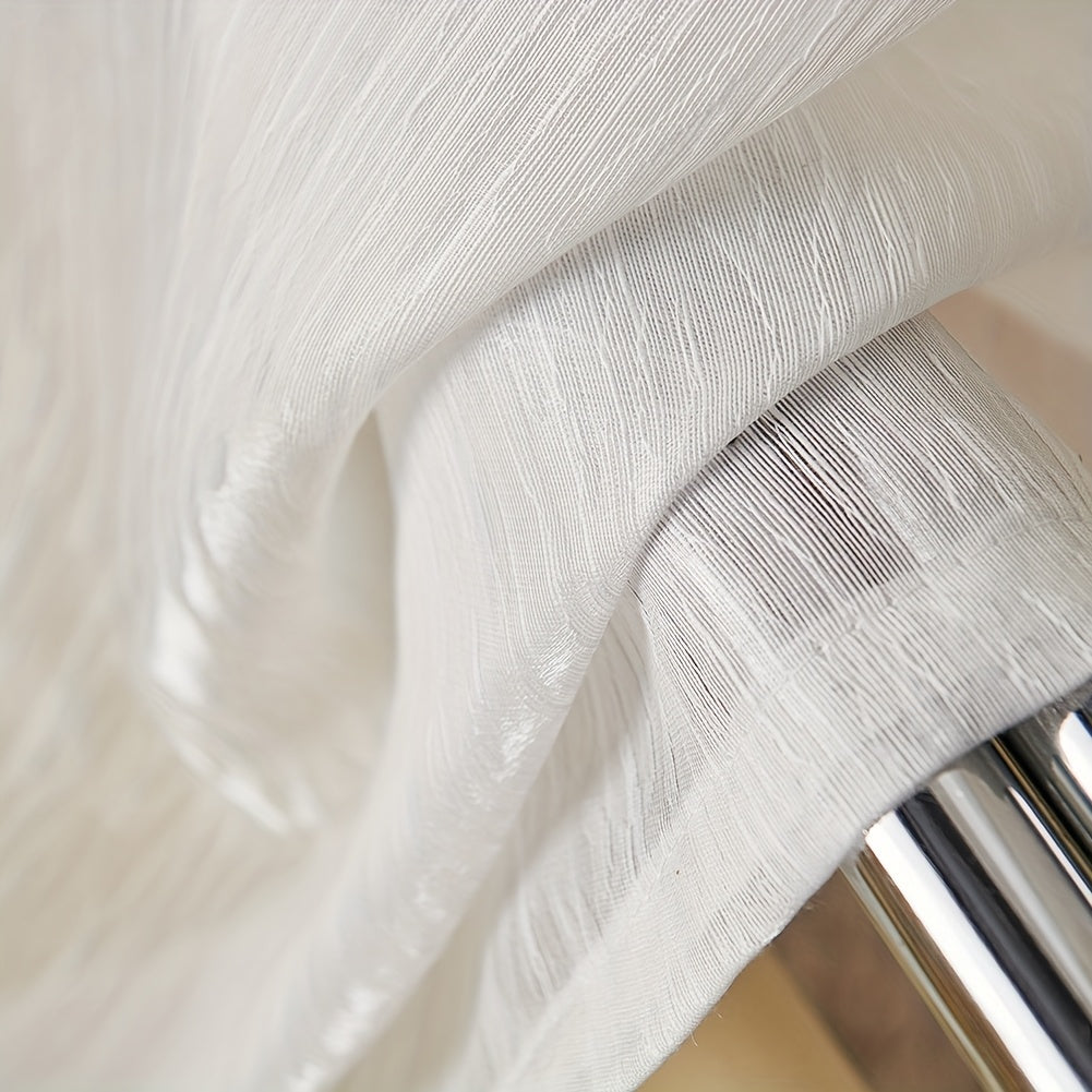 2pcs Nordic Vintage White Minimalist Grommet Sheer Curtains, Lightweight and Sheer Ready-Made Window Curtains for Living Room and Bedroom Home Decor