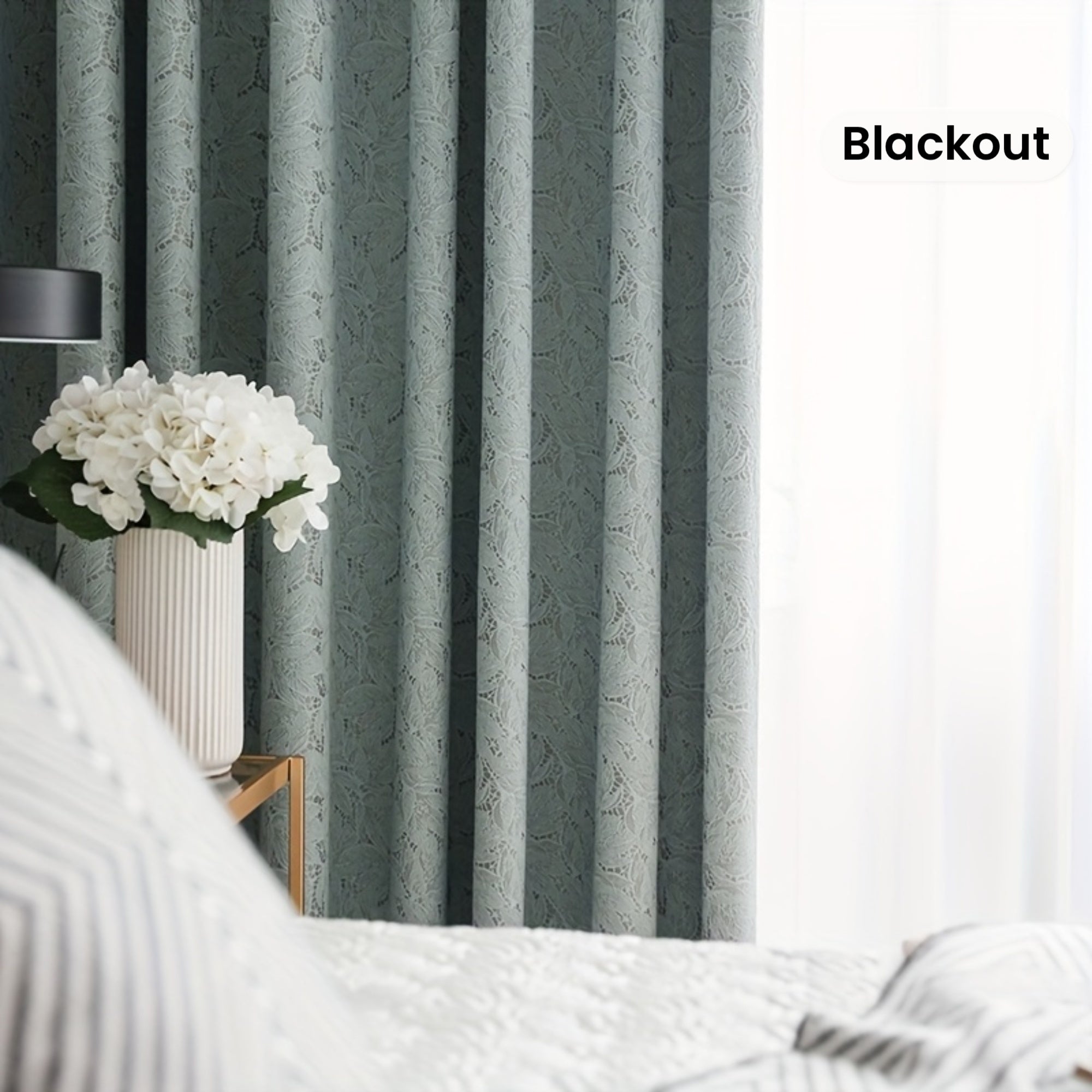 Luxury Blackout Curtain Luxury Blackout Curtain - 1 Panel with Embroidered 3D Lace Embroidery | Heavy Thick Room Darkening Window Drapery for Bedroom, Living Room, Door Panel - Top Grommet Hanging, Thermal Insulation