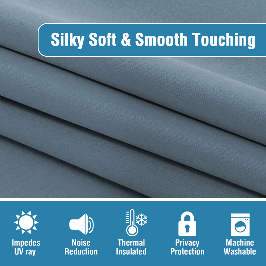 4 Panels 100% Blackout Window Curtains Full Light Blocking Drapes with Black Liner Soft Brushed Fabric Thermal Insulated Draperies for Living Room Bedroom Kitchen Dining Room