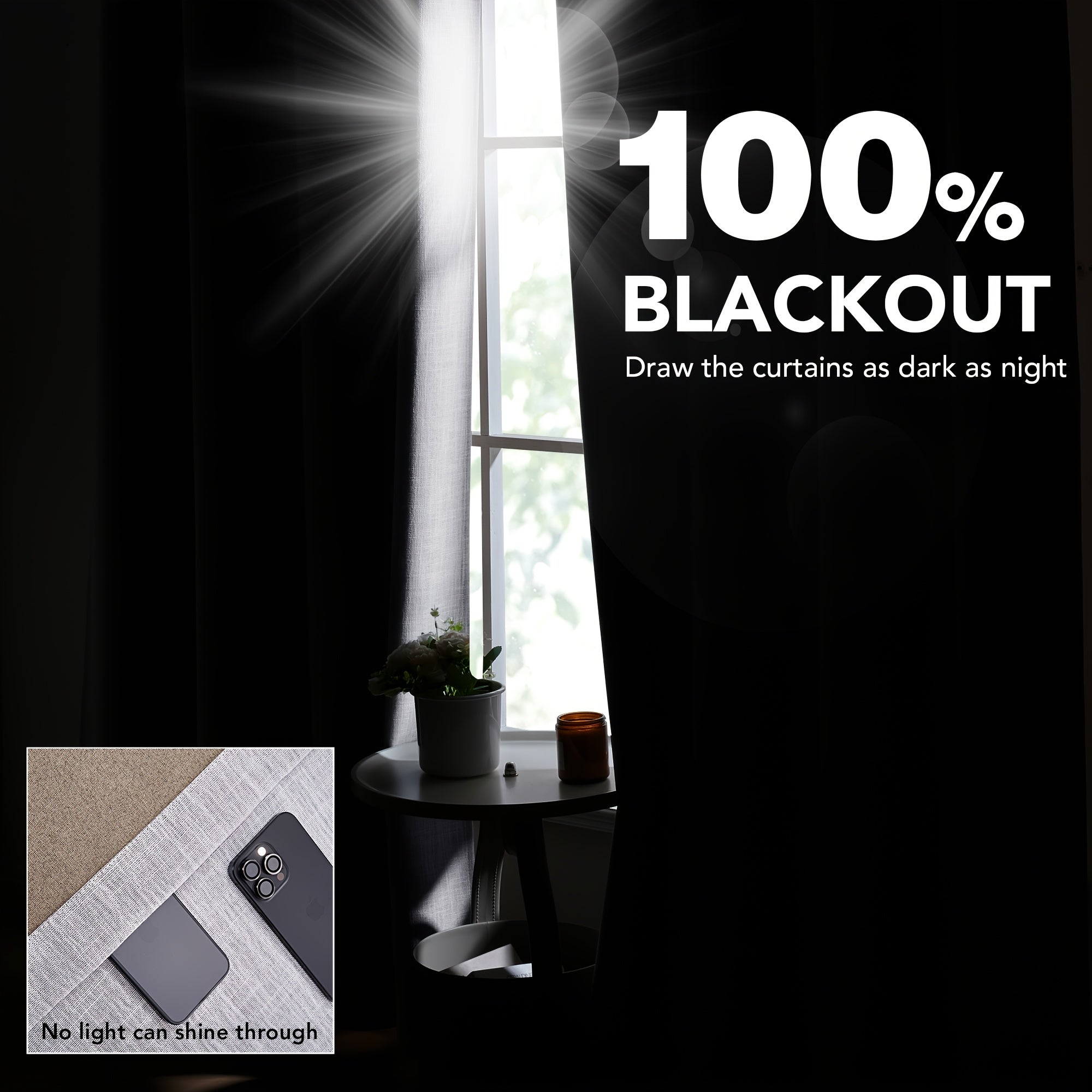 2 Panels Linen Texture 100% Blackout Curtains with Grommet Top - Thermal Insulated, Noise Reducing Full Privacy Drapes for Bedroom And Living Room