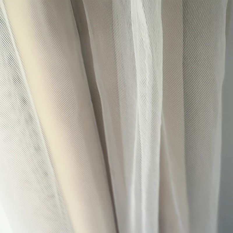 2pcs French Country Curtain Panels with Sheer & Lace Trim - Fold Top, Semi- Filtering Window Drapes Suitable for Nursery, Bedroom, Living Room - Machine Washable Panels