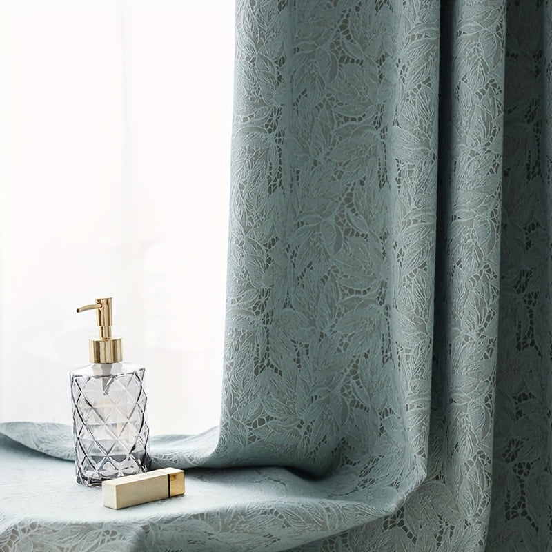 Luxury | Blackout Luxury Blackout Curtain | 1 Panel with 3D Lace Embroidery - Heavy Thick Room Darkening, Thermal Insulation, Top Grommet Hanging - Suitable for Bedroom, Living Room, Door Panel