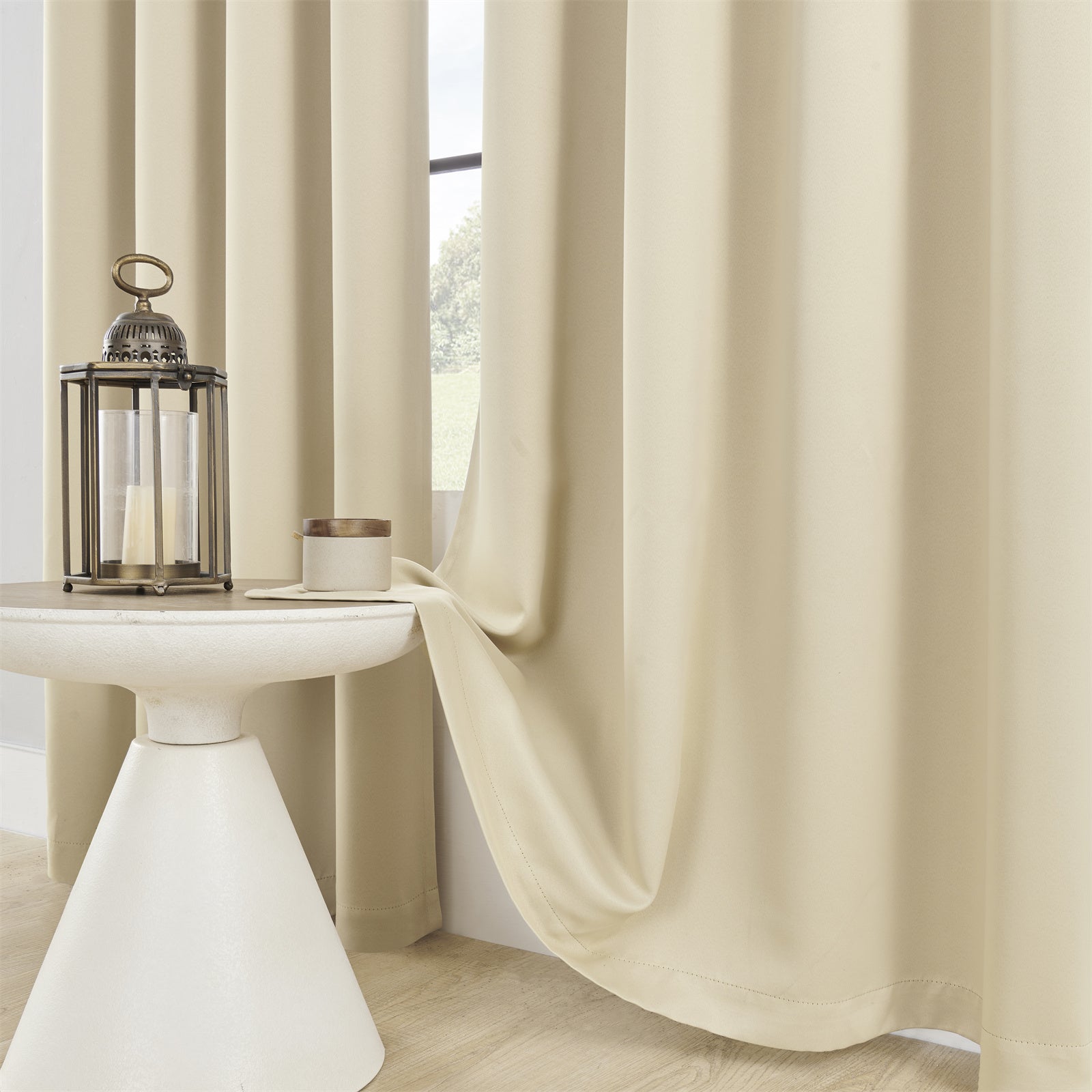 Complete Christmas Coverage! 4-Panel Khaki Blackout Curtains, High Density for Large Space Festive Makeover