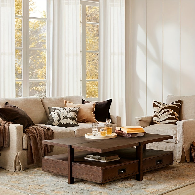 4 Panels Natural Linen Texture Rod Pocket Curtains for Living Room 2 Pocket Drape Light Filtering Semi Sheer Neutral Country Rustic Farmhouse Boho Curtain Bedroom