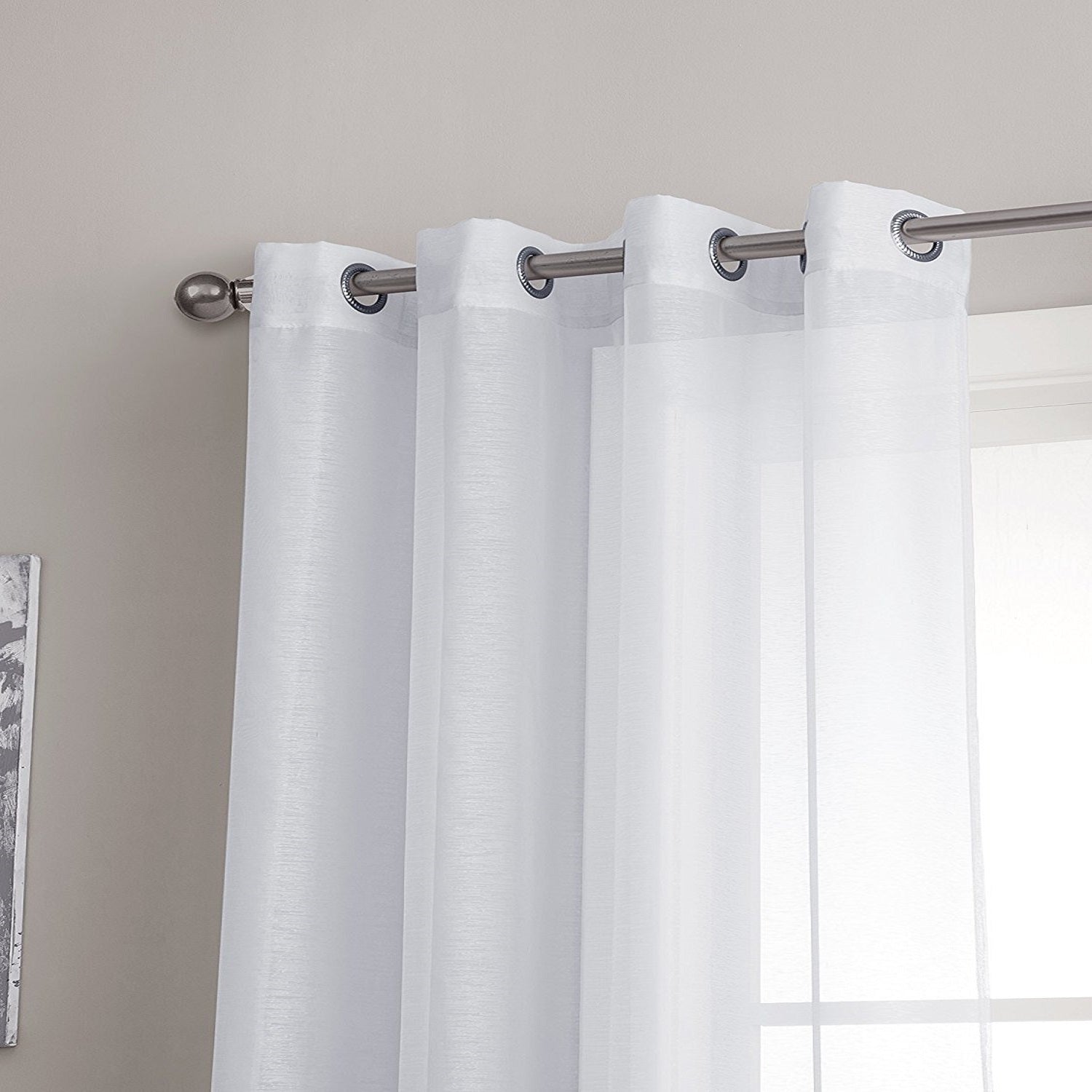 WARM HOME DESIGNS Pair of 2 Extra Large Wall to Wall Sheer Room Divider Curtains with 2 Matching Tie-Backs