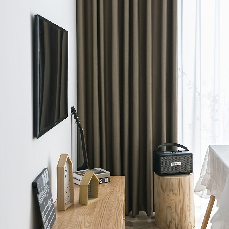 2pcs Set Of Thickened Fine Stripe Blackout Curtains, with Perforated Hanging On The Top, Fully Blackout, Heat-insulating, Noise Reducing, Cooling And Sound Insulating, Suitable for Living Rooms, Bedrooms, Dining Rooms, Balconies, Cloakrooms
