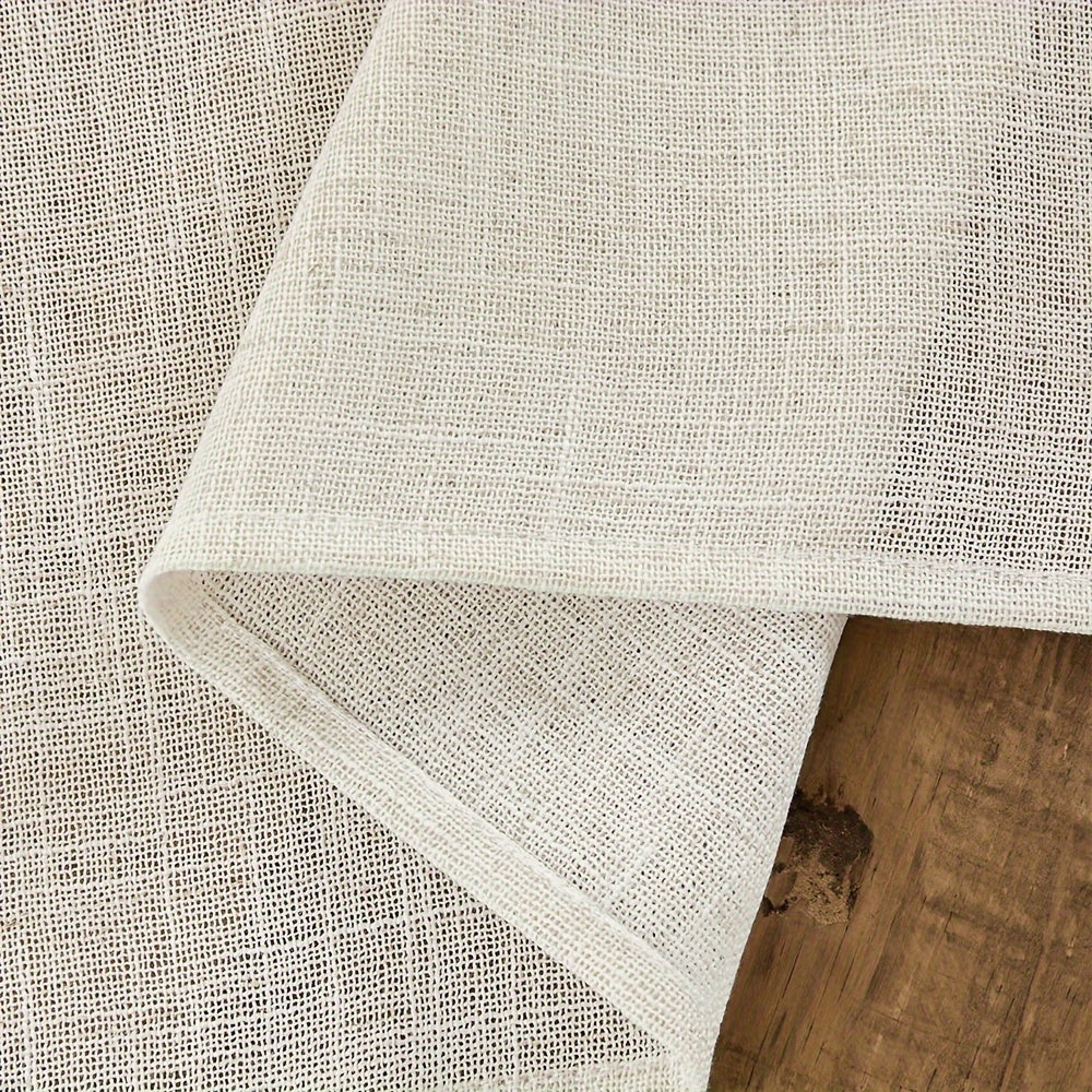 4 Panels Natural Linen Texture Rod Pocket Curtains for Living Room 2 Pocket Drape Light Filtering Semi Sheer Neutral Country Rustic Farmhouse Boho Curtain Bedroom