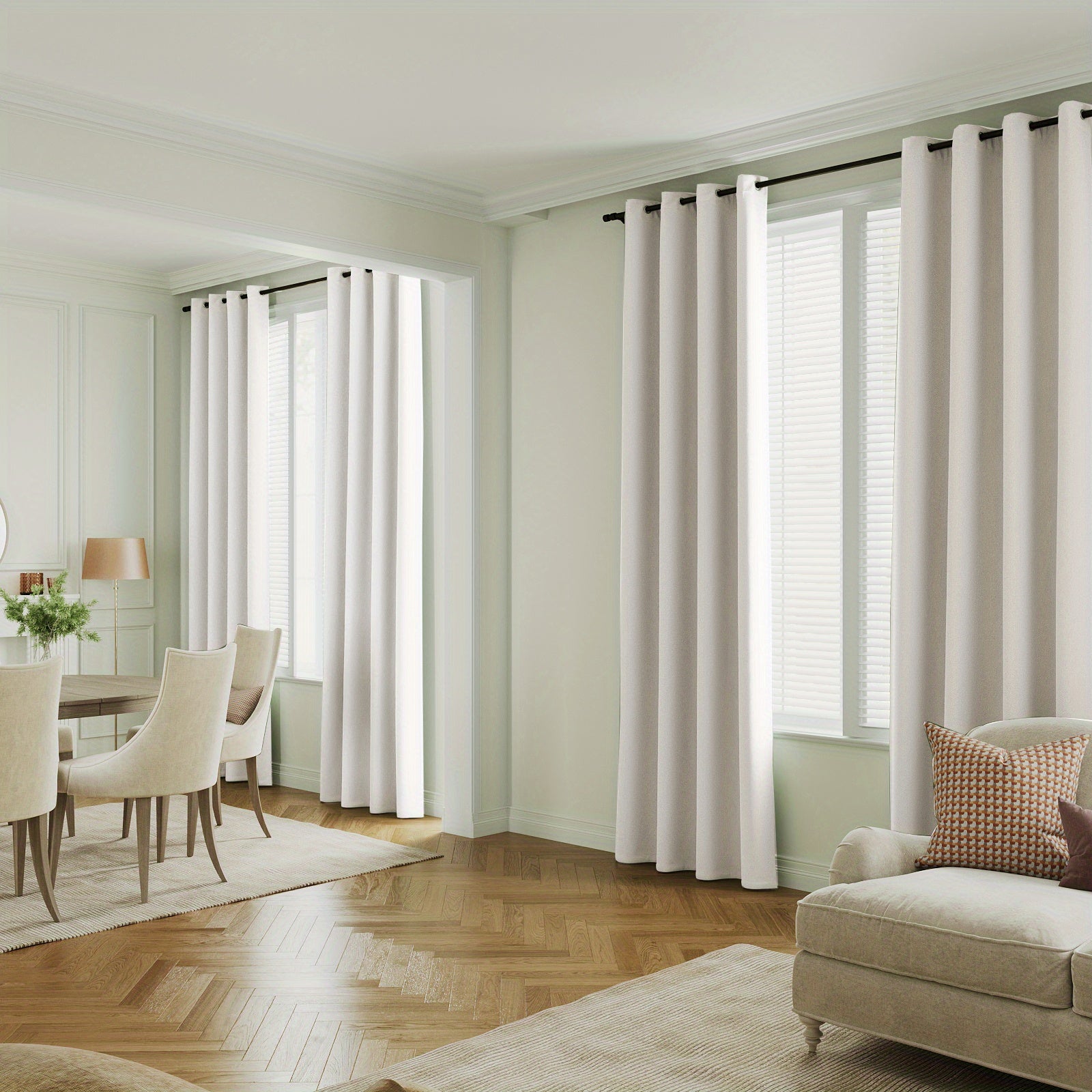 4 Panels 100% Blackout Window Curtains Full Light Blocking Drapes with Black Liner Soft Brushed Fabric Thermal Insulated Draperies for Living Room Bedroom Kitchen Dining Room