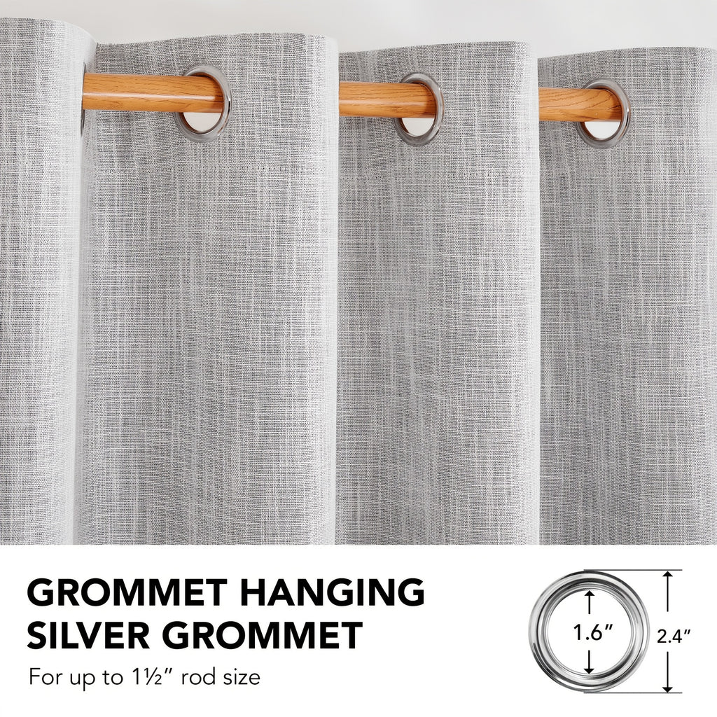 2 Panels Linen Texture 100% Blackout Curtains with Grommet Top - Thermal Insulated, Noise Reducing Full Privacy Drapes for Bedroom And Living Room