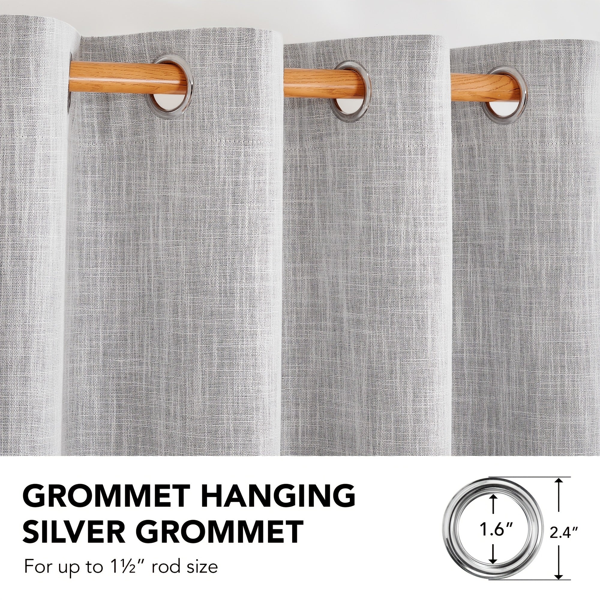 2 Panels Linen Texture 100% Blackout Curtains with Grommet Top - Thermal Insulated, Noise Reducing Full Privacy Drapes for Bedroom And Living Room