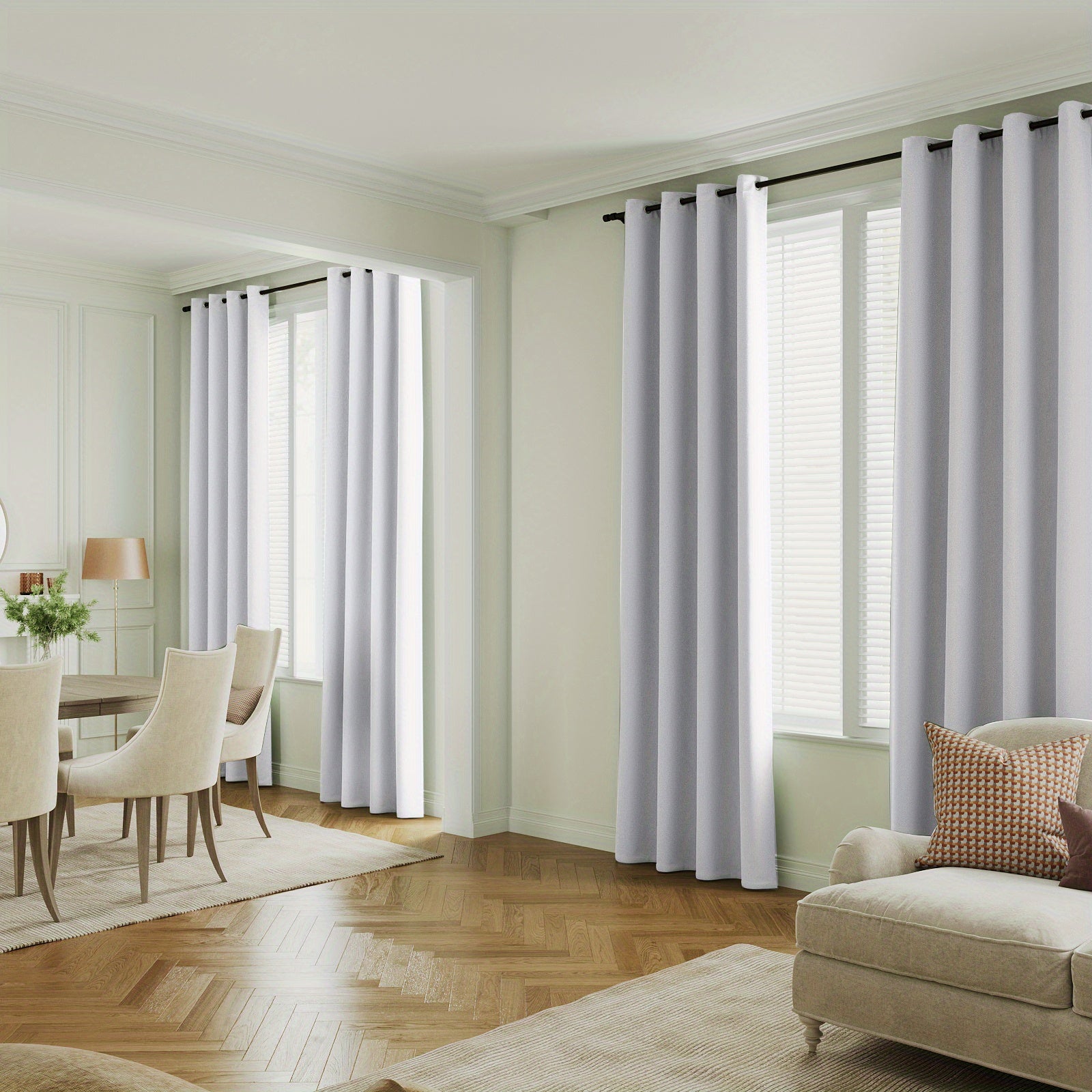 4 Panels 100% Blackout Window Curtains Full Light Blocking Drapes with Black Liner Soft Brushed Fabric Thermal Insulated Draperies for Living Room Bedroom Kitchen Dining Room