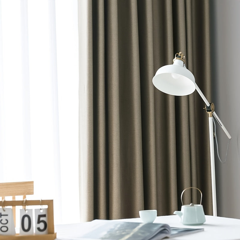 2pcs Set Of Thickened Fine Stripe Blackout Curtains, with Perforated Hanging On The Top, Fully Blackout, Heat-insulating, Noise Reducing, Cooling And Sound Insulating, Suitable for Living Rooms, Bedrooms, Dining Rooms, Balconies, Cloakrooms