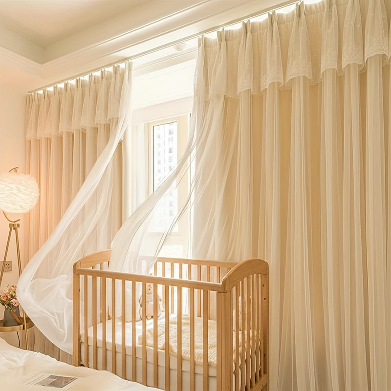 2-Pack French-Style Romantic Wavy Foldable Lace Trim Double-Layer Minimalist Bedroom Nursery Premium Fresh Ready-Made Curtains