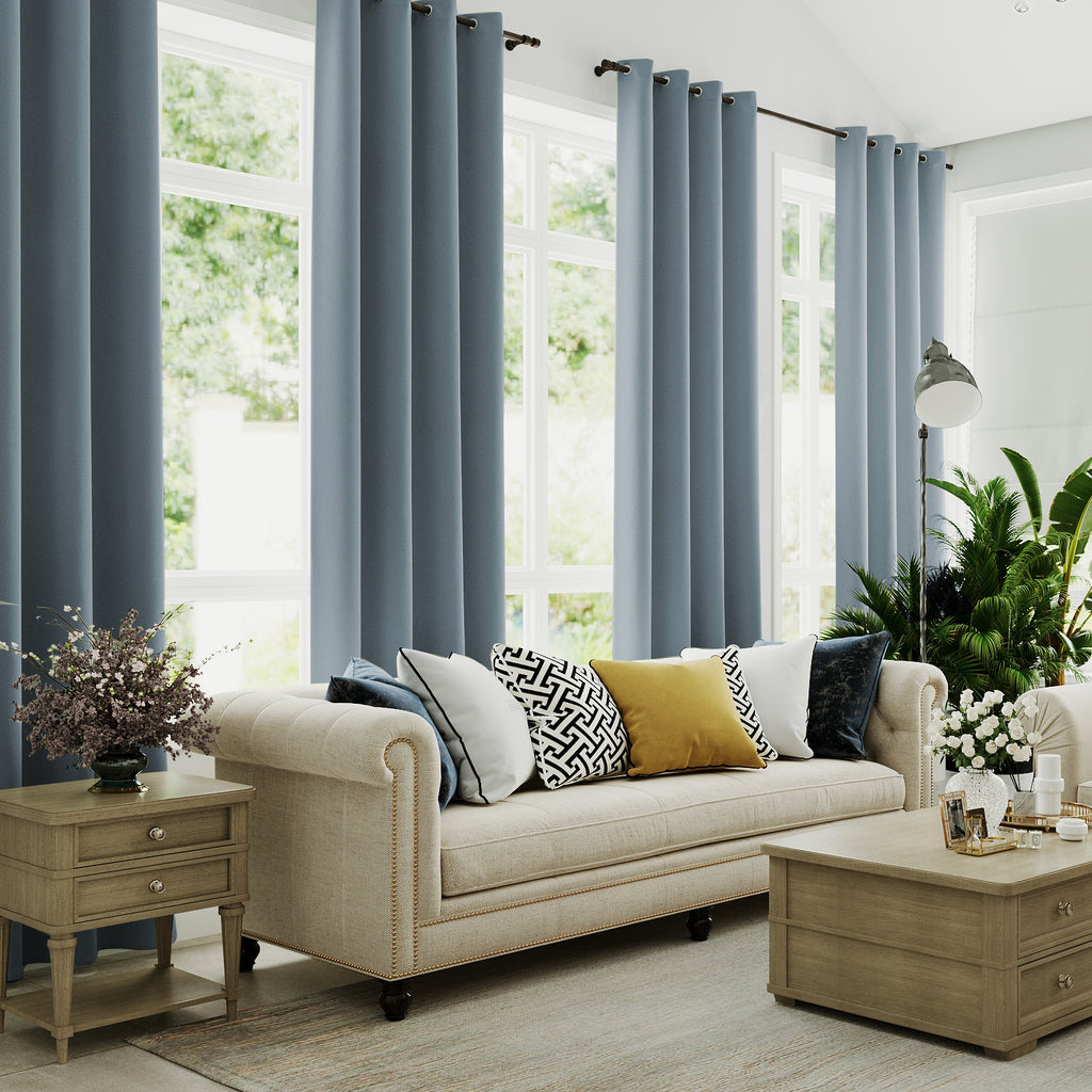 4 Panels 100% Blackout Window Curtains Full Light Blocking Drapes with Black Liner Soft Brushed Fabric Thermal Insulated Draperies for Living Room Bedroom Kitchen Dining Room