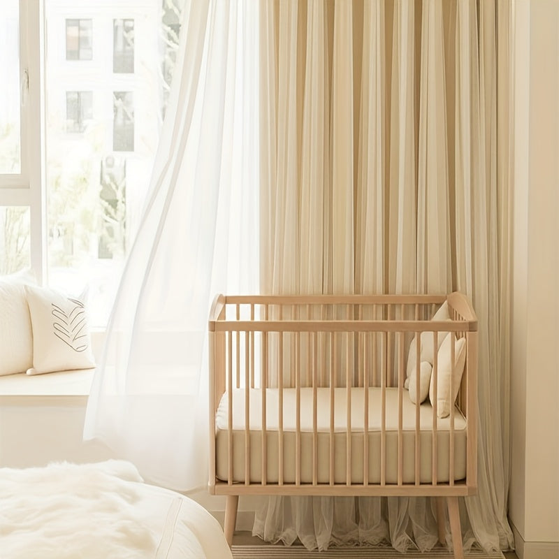 2-Pack French-Style Romantic Wavy Foldable Lace Trim Double-Layer Minimalist Bedroom Nursery Premium Fresh Ready-Made Curtains