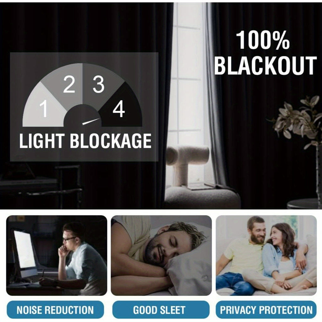 4 Panels 100% Blackout Window Curtains Full Light Blocking Drapes with Black Liner Soft Brushed Fabric Thermal Insulated Draperies for Living Room Bedroom Kitchen Dining Room