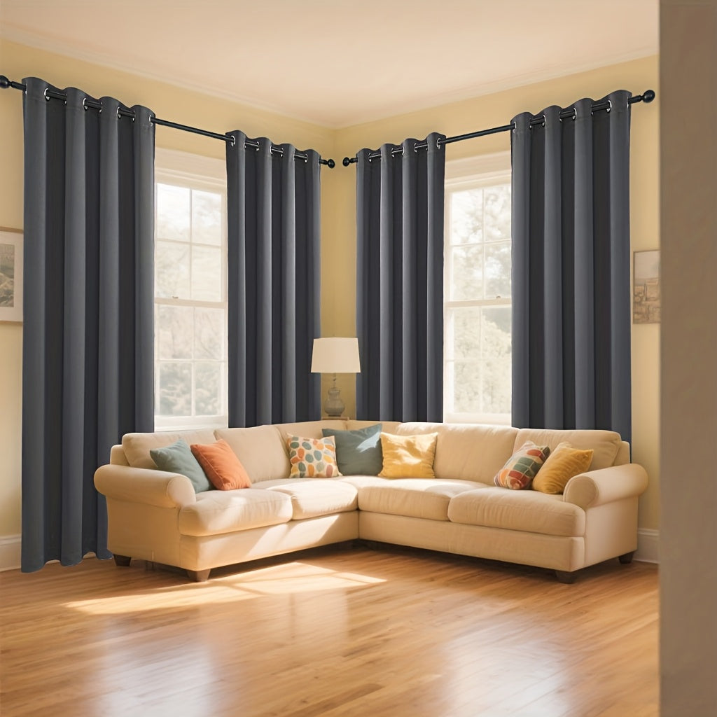 Nordic Style 4pcs Solid Blackout Panels- Multiple Colors, Heavy Fabric