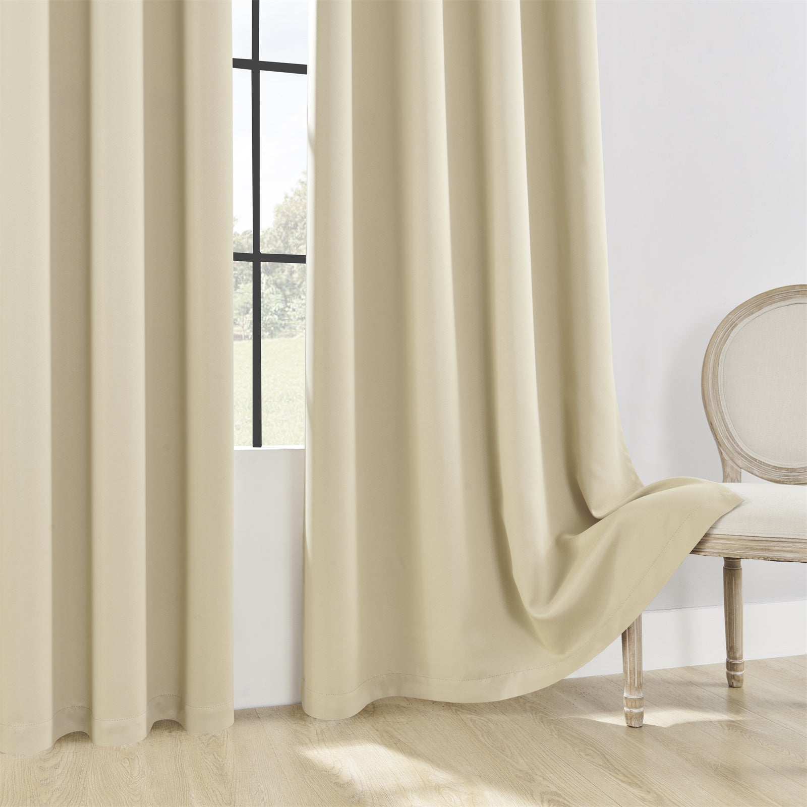 Complete Christmas Coverage! 4-Panel Khaki Blackout Curtains, High Density for Large Space Festive Makeover